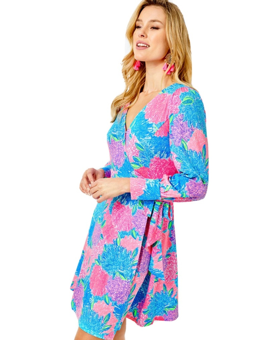 Lilly Pulitzer Rosalinda wrap dress in beach house blooms